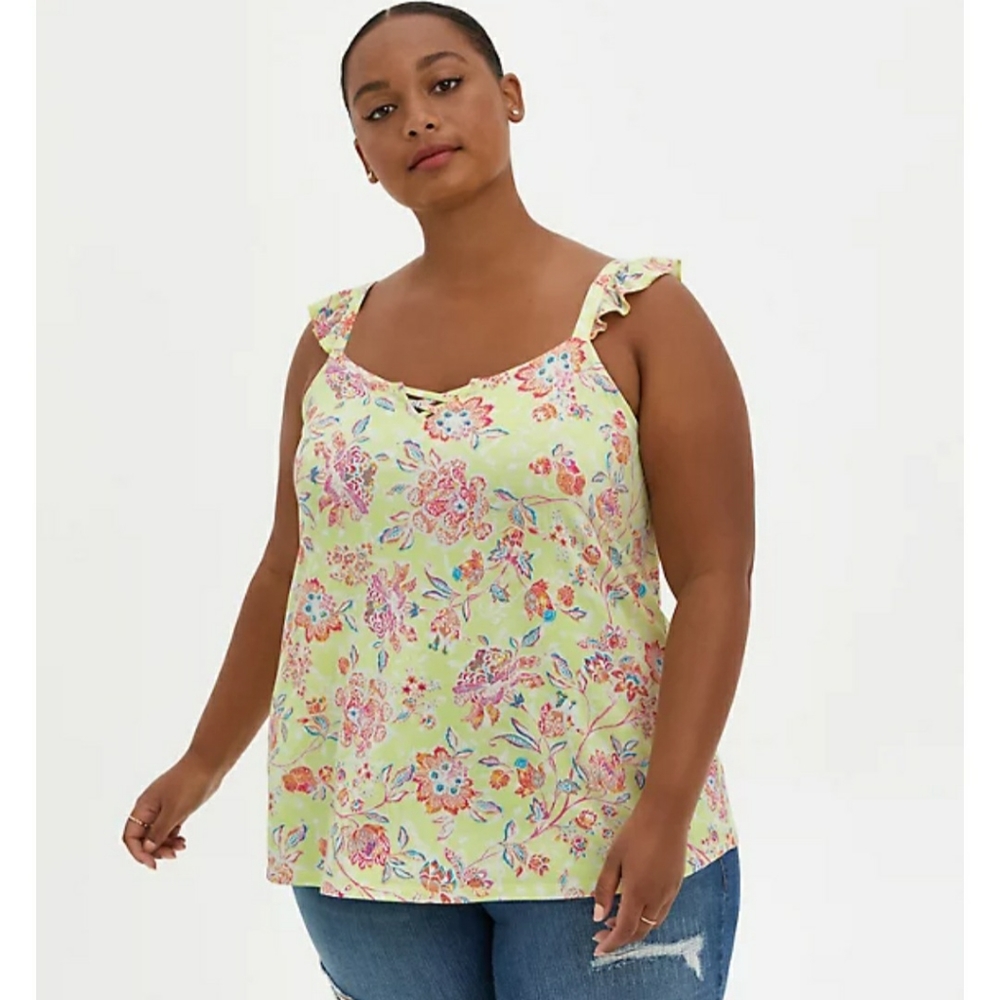 NWT Torrid Yellow Floral Super Soft Knits Tank Top
